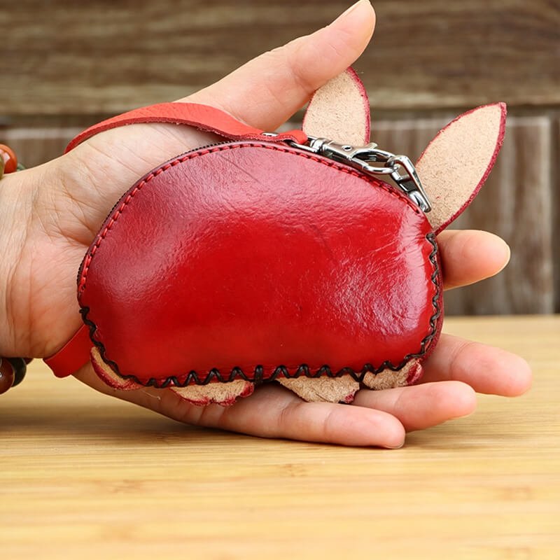 Cute Bunny - Shaped Leather Coin Purse – Babylon Leather - Babylon LeatherBabylon LeatherLLZ72-Red
