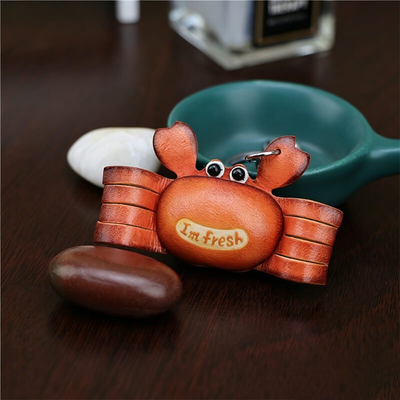 Cute Crab Leather Bag Charm – Babylon Leather - Babylon LeatherBabylon LeatherLLZ103-Brown