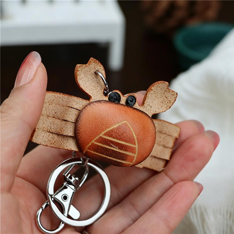 Cute Crab Leather Bag Charm – Babylon Leather - Babylon LeatherBabylon LeatherLLZ103-Brown