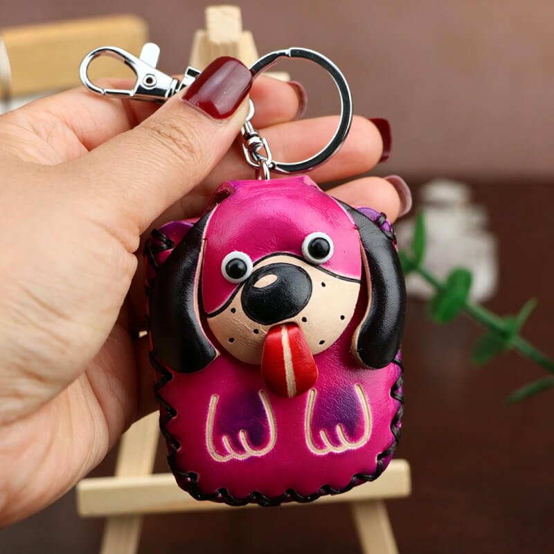 Cute Dog - Shaped Vegetable - Tanned Cowhide Leather Card Holder – Babylon Leather - Babylon LeatherBabylon LeatherLLZ24-Dog-Fuchsia