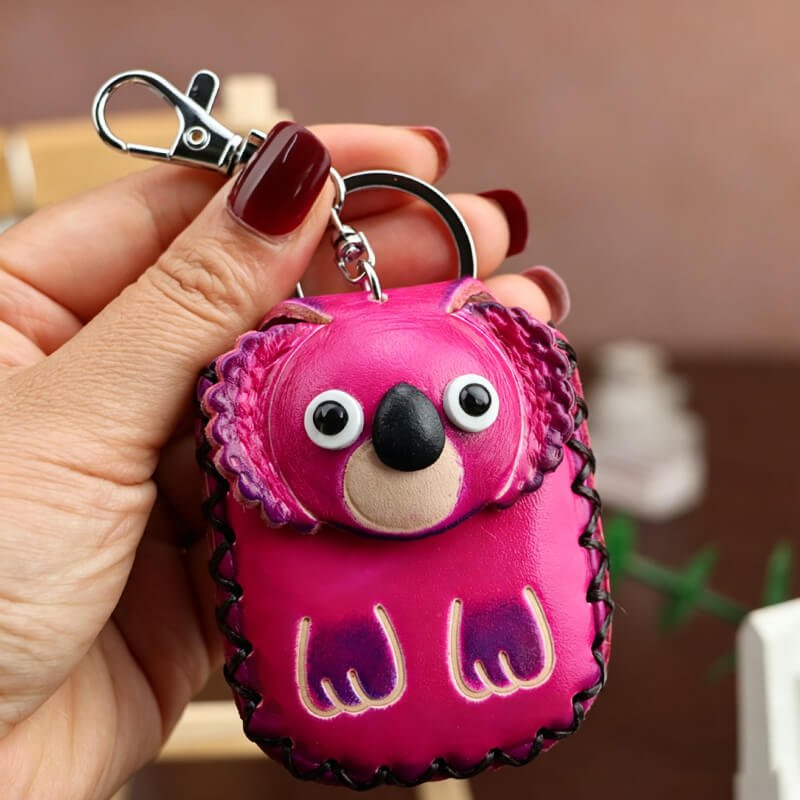 Cute Dog - Shaped Vegetable - Tanned Cowhide Leather Card Holder – Babylon Leather - Babylon LeatherBabylon LeatherLLZ24-Koala-Fuchsia