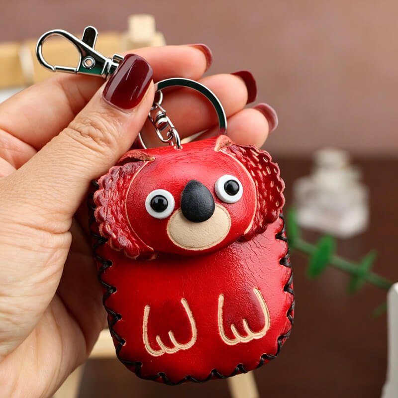Cute Dog - Shaped Vegetable - Tanned Cowhide Leather Card Holder – Babylon Leather - Babylon LeatherBabylon LeatherLLZ24-Koala-Red