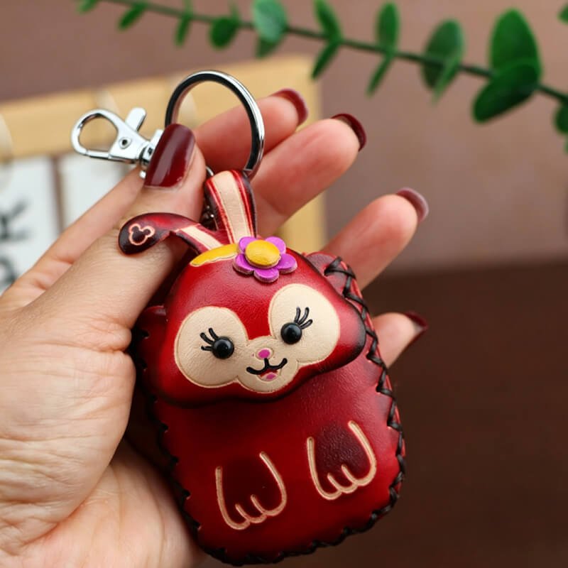 Cute Dog - Shaped Vegetable - Tanned Cowhide Leather Card Holder – Babylon Leather - Babylon LeatherBabylon LeatherLLZ24-Rabbit-Red