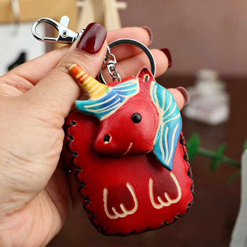 Cute Dog - Shaped Vegetable - Tanned Cowhide Leather Card Holder – Babylon Leather - Babylon LeatherBabylon LeatherLLZ24-Unicorn-Red