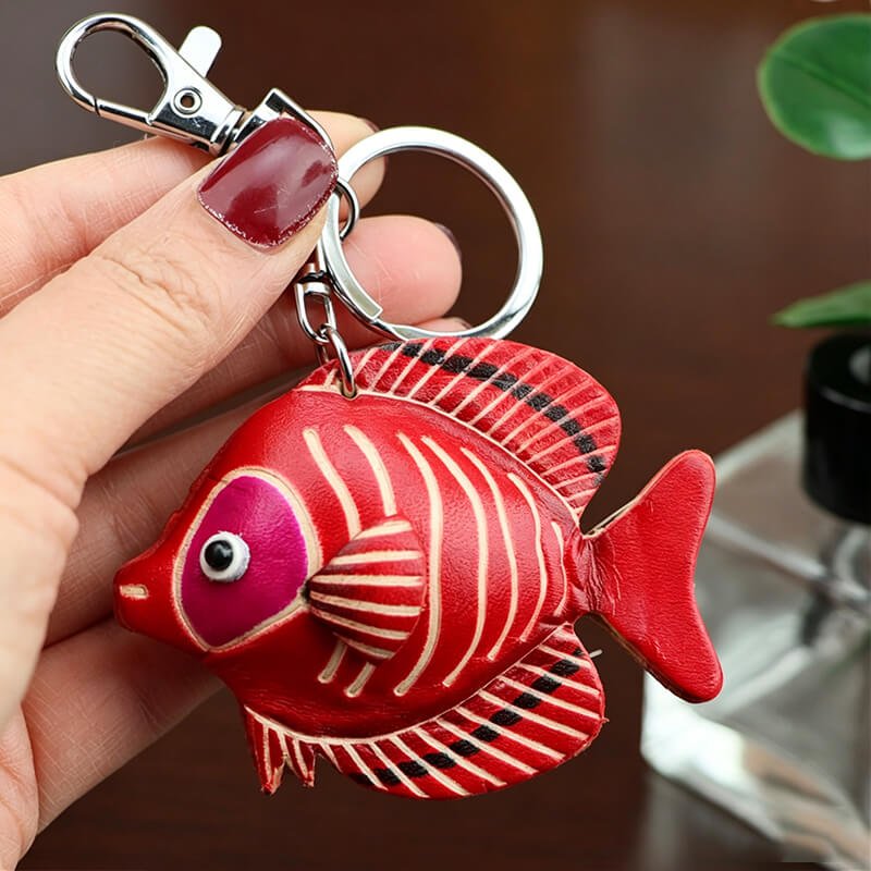 Cute Fish Leather Bag Charm – Babylon Leather - Babylon LeatherBabylon LeatherLLZ31-Red