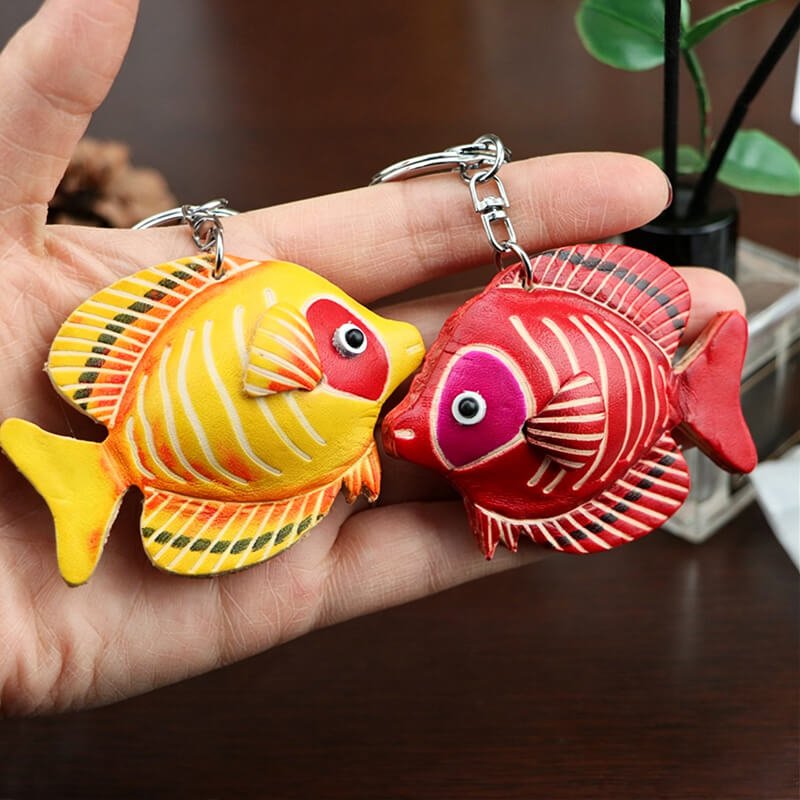 Cute Fish Leather Bag Charm – Babylon Leather - Babylon LeatherBabylon LeatherLLZ31-Yellow