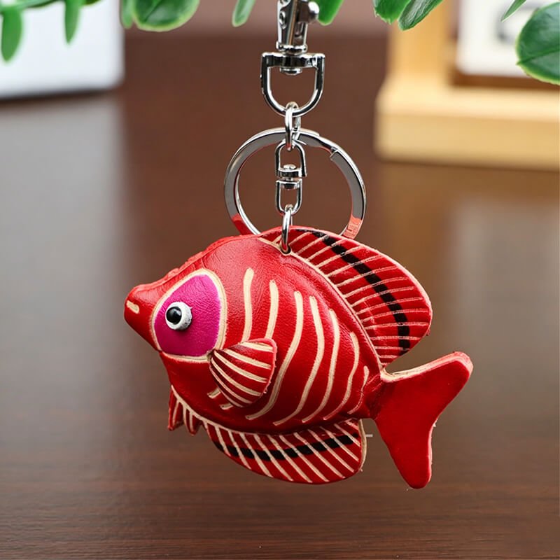 Cute Fish Leather Bag Charm – Babylon Leather - Babylon LeatherBabylon LeatherLLZ31-Yellow