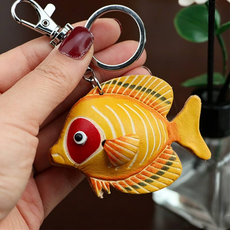 Cute Fish Leather Bag Charm – Babylon Leather - Babylon LeatherBabylon LeatherLLZ31-Yellow