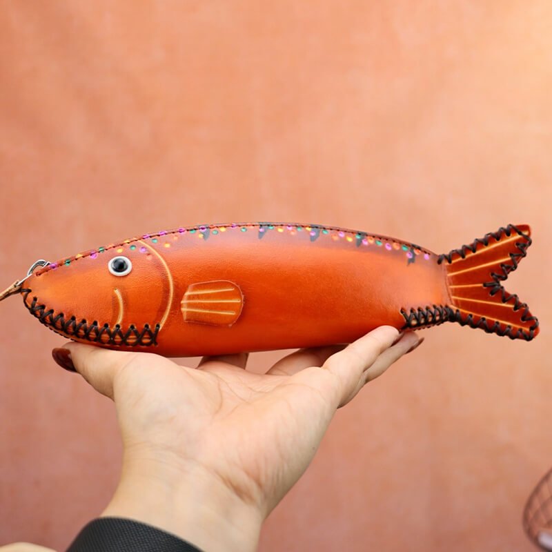 Cute Fish - Shaped Leather Coin Purse – Babylon Leather - Babylon LeatherBabylon LeatherLLZ19-Red