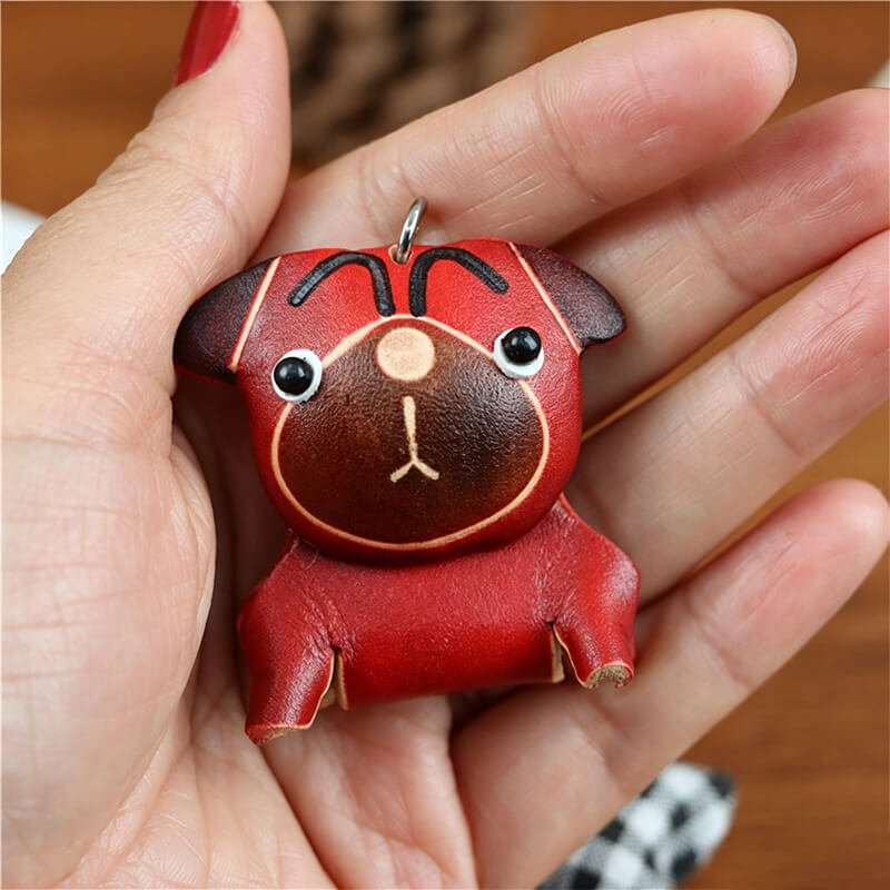 Cute French Bulldog Leather Bag Charm – Babylon Leather - Babylon LeatherBabylon LeatherLLZ105-Red