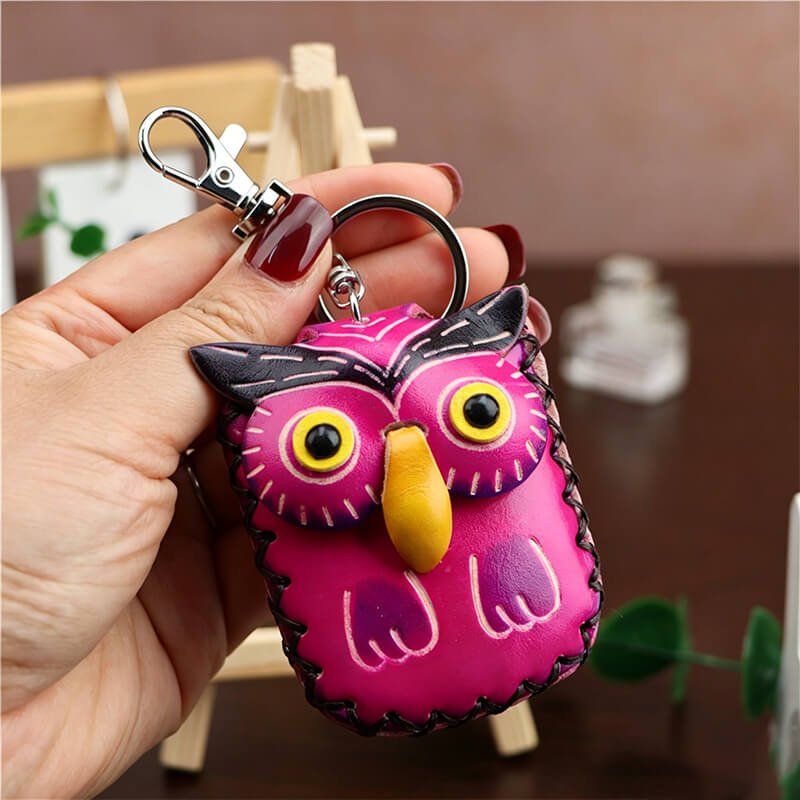 Cute Koala - Shaped Vegetable - Tanned Cowhide Leather Card Holder – Babylon Leather - Babylon LeatherBabylon LeatherLLZ89-Owl-Fuchsia