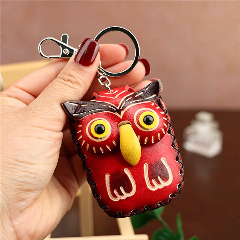 Cute Koala - Shaped Vegetable - Tanned Cowhide Leather Card Holder – Babylon Leather - Babylon LeatherBabylon LeatherLLZ89-Owl-Red
