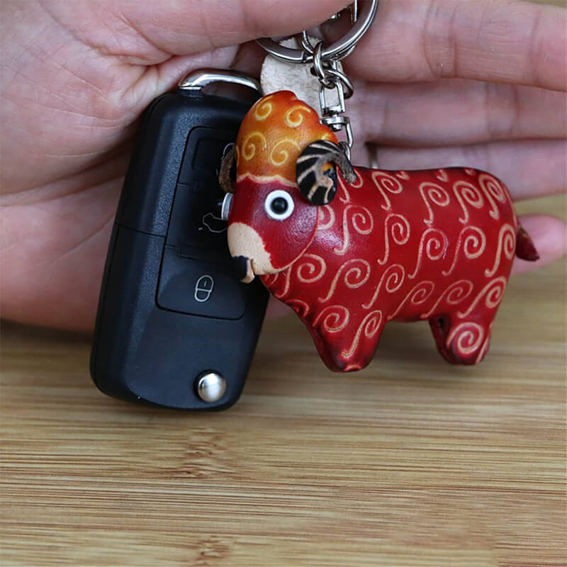 Cute Lamb Leather Bag Charm – Babylon Leather - Babylon LeatherBabylon LeatherLLZ45-Red