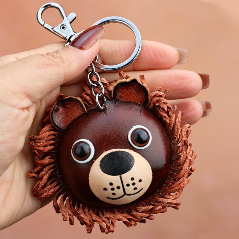 Cute Lion Leather Bag Charm – Babylon Leather - Babylon LeatherBabylon LeatherLLZ47-Brown