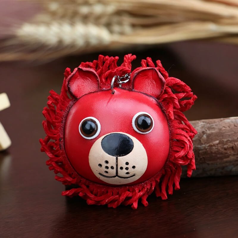 Cute Lion Leather Bag Charm – Babylon Leather - Babylon LeatherBabylon LeatherLLZ47-Red