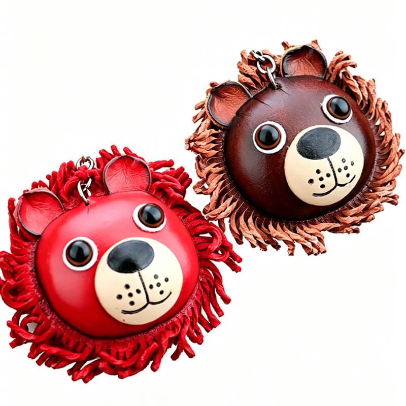 Cute Lion Leather Bag Charm – Babylon Leather - Babylon LeatherBabylon LeatherLLZ47-Red