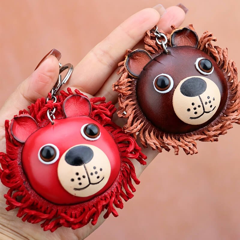 Cute Lion Leather Bag Charm – Babylon Leather - Babylon LeatherBabylon LeatherLLZ47-Red