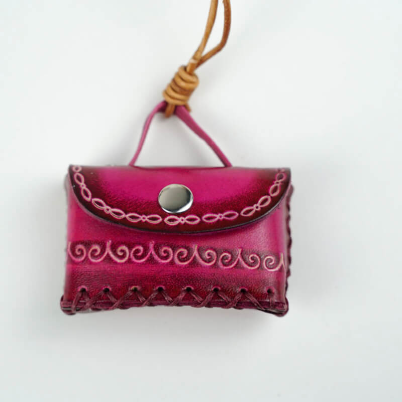 Cute Mini Bag Design Leather Charm Keychain – Babylon Leather - Babylon LeatherBabylon LeatherLL76-Pink