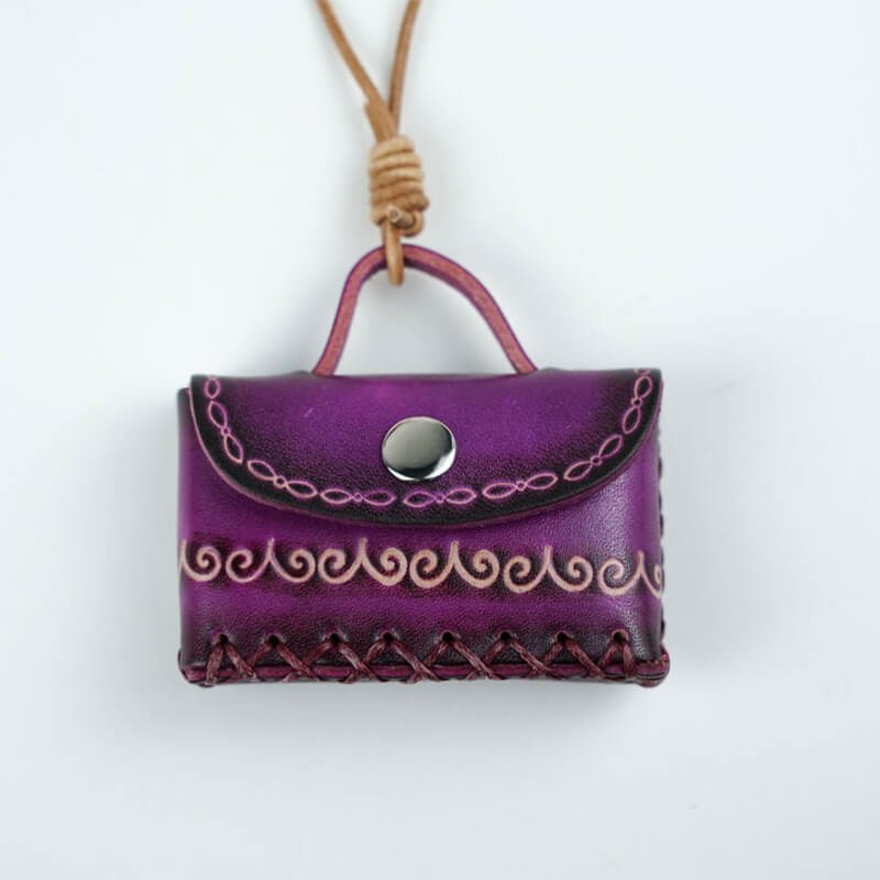 Cute Mini Bag Design Leather Charm Keychain – Babylon Leather - Babylon LeatherBabylon LeatherLL76-Purple