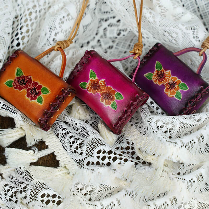 Cute Mini Bag Design Leather Charm Keychain – Babylon Leather - Babylon LeatherBabylon LeatherLL76-Purple