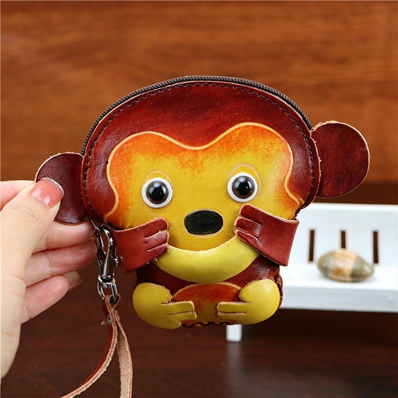 Cute Monkey - Shaped Leather Coin Purse – Babylon Leather - Babylon LeatherBabylon LeatherLLZ121-Red