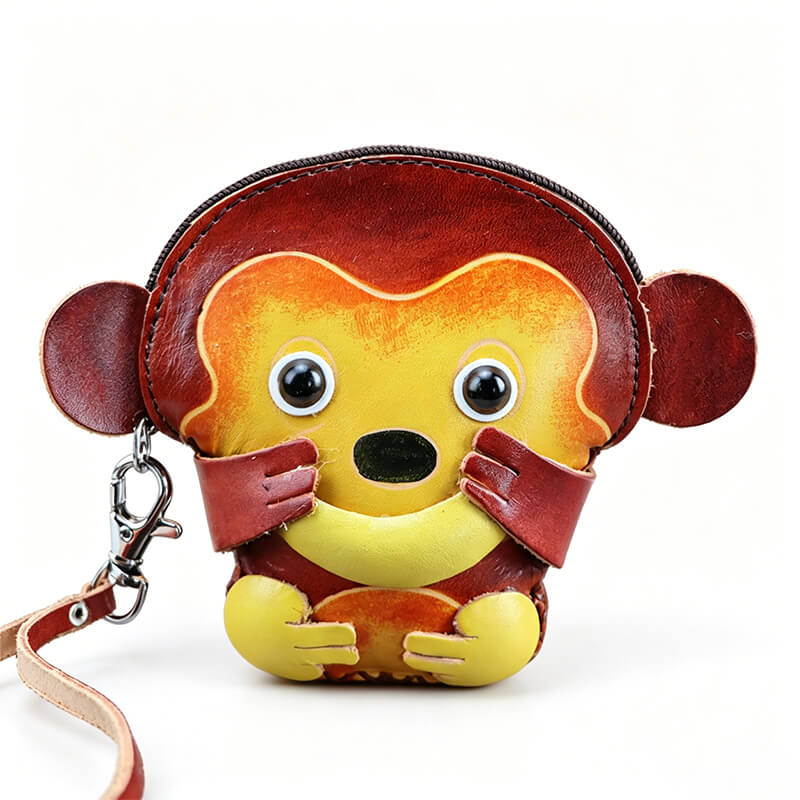 Cute Monkey - Shaped Leather Coin Purse – Babylon Leather - Babylon LeatherBabylon LeatherLLZ121-Red