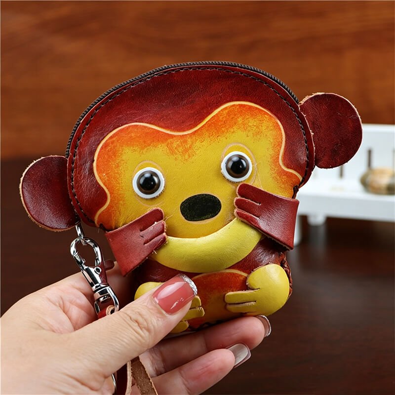 Cute Monkey - Shaped Leather Coin Purse – Babylon Leather - Babylon LeatherBabylon LeatherLLZ121-Red