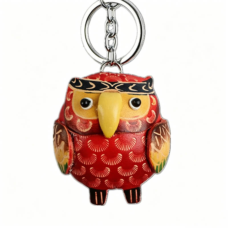 Cute Owl Leather Bag Charm – Babylon Leather - Babylon LeatherBabylon LeatherLLZ60-Red