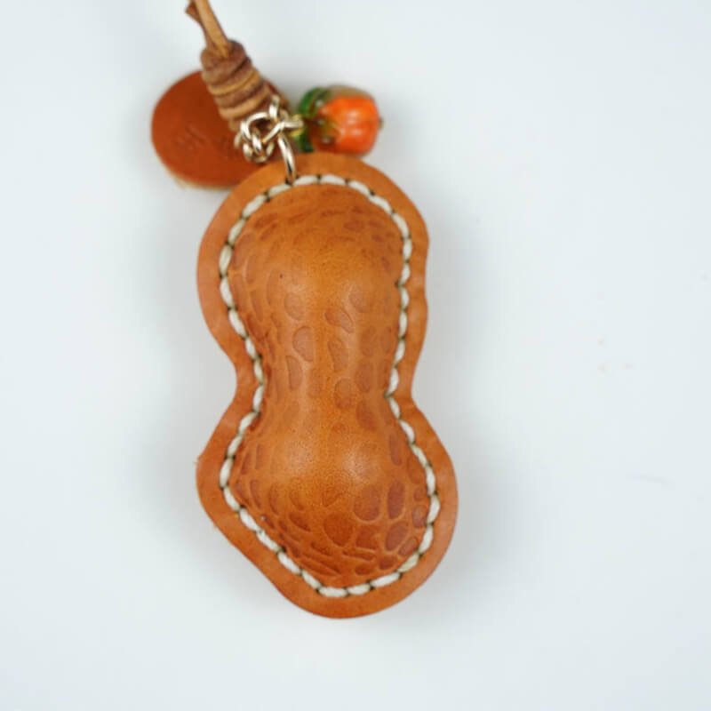 Cute Peanut Style Leather Charm Accessory – Babylon Leather - Babylon LeatherBabylon LeatherLL87-Brown