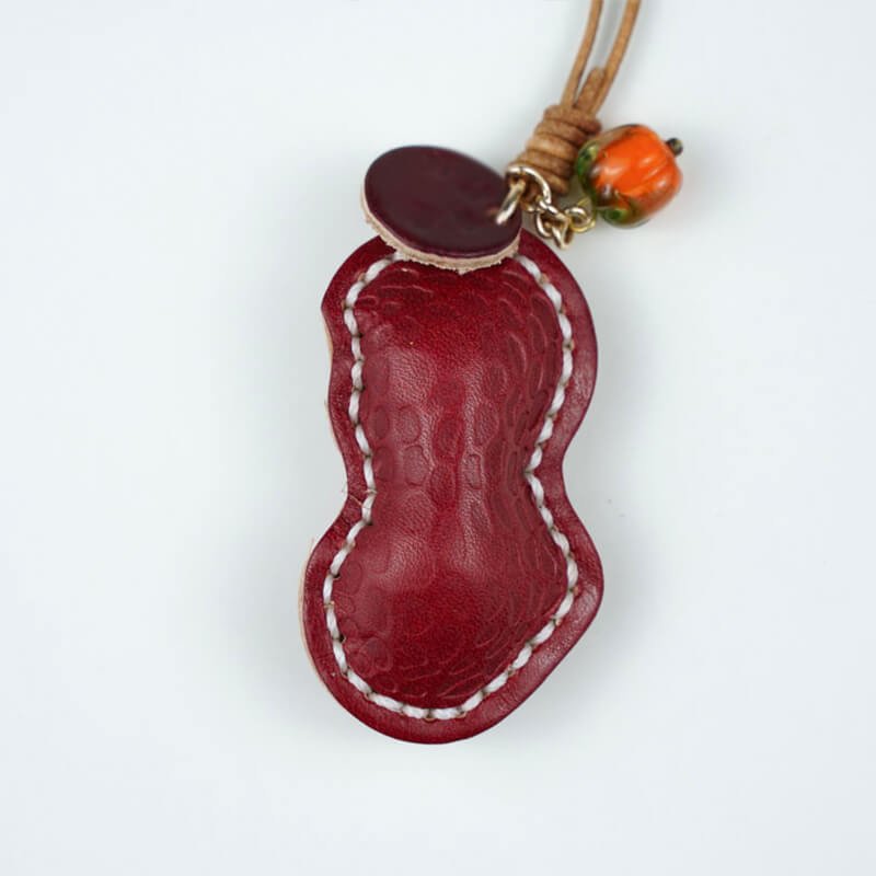 Cute Peanut Style Leather Charm Accessory – Babylon Leather - Babylon LeatherBabylon LeatherLL87-Red