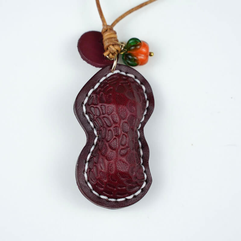 Cute Peanut Style Leather Charm Accessory – Babylon Leather - Babylon LeatherBabylon LeatherLL87-Red Brown