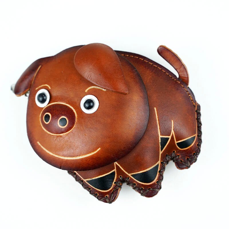 Cute Pig Leather Bag Charm – Babylon Leather - Babylon LeatherBabylon LeatherLL44-Brown