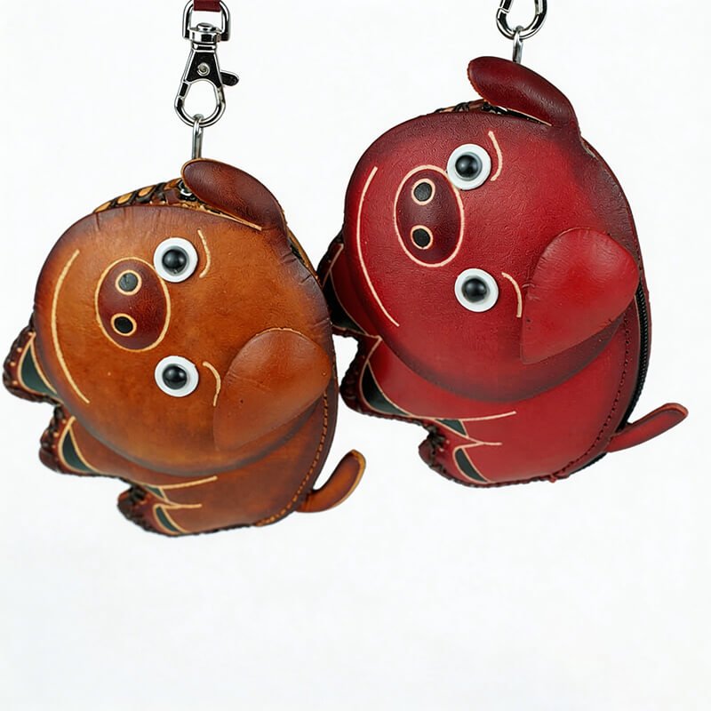 Cute Pig Leather Bag Charm – Babylon Leather - Babylon LeatherBabylon LeatherLL44-Brown