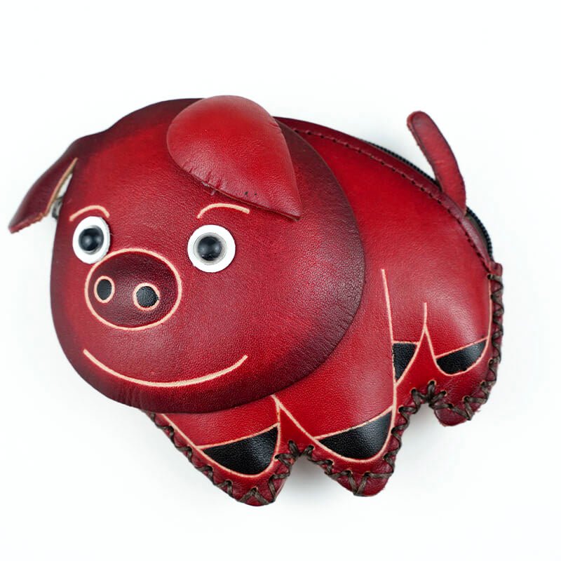 Cute Pig Leather Bag Charm – Babylon Leather - Babylon LeatherBabylon LeatherLL44-Red