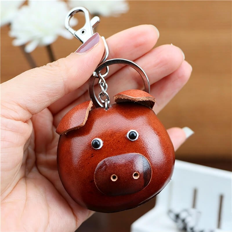 Cute Pig Leather Bag Charm – Babylon Leather - Babylon LeatherBabylon LeatherLLZ04-Brown