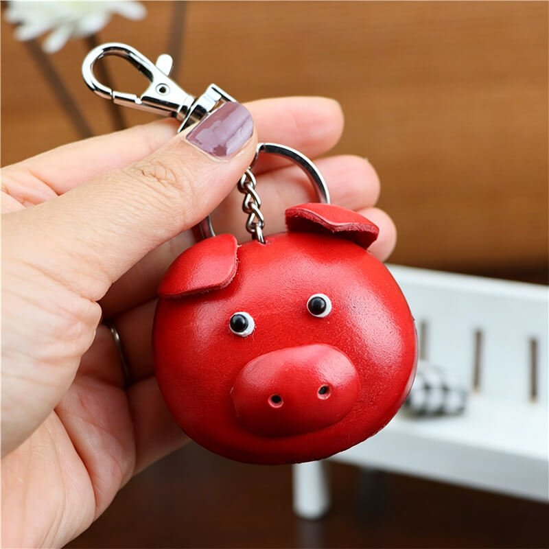 Cute Pig Leather Bag Charm – Babylon Leather - Babylon LeatherBabylon LeatherLLZ04-Red