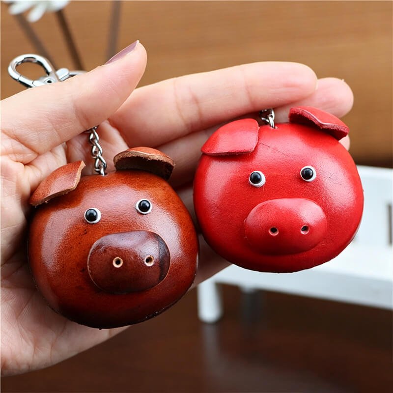 Cute Pig Leather Bag Charm – Babylon Leather - Babylon LeatherBabylon LeatherLLZ04-Red