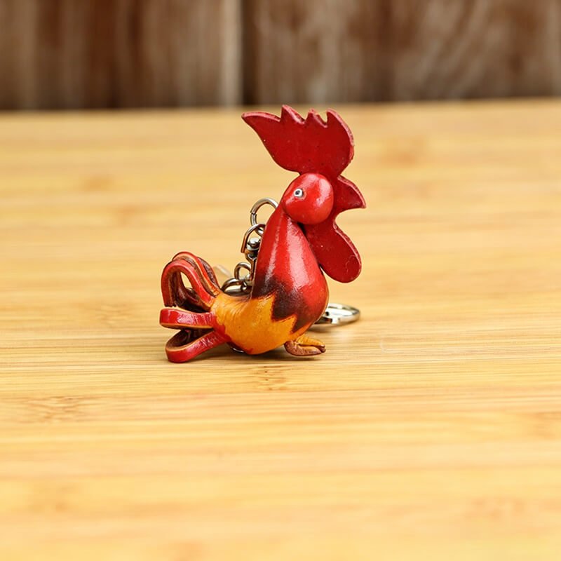 Cute Rooster Leather Bag Charm – Babylon Leather - Babylon LeatherBabylon LeatherLLZ51-Red