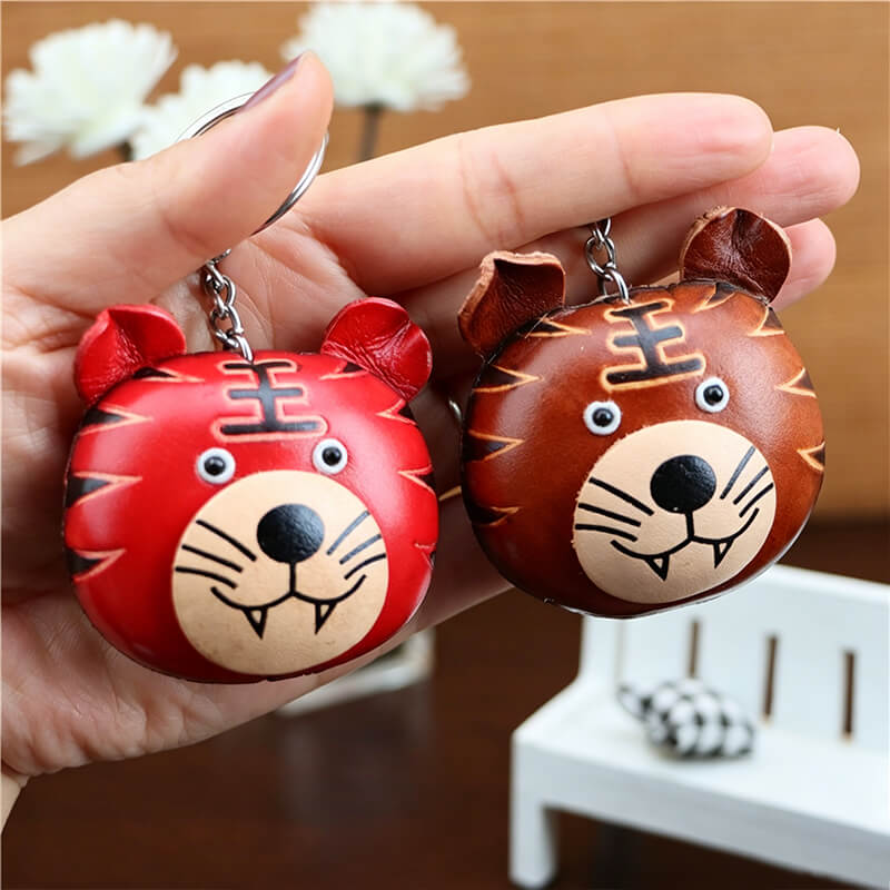 Cute Tiger Leather Bag Charm – Babylon Leather - Babylon LeatherBabylon LeatherLLZ54-Brown
