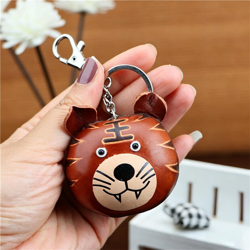 Cute Tiger Leather Bag Charm – Babylon Leather - Babylon LeatherBabylon LeatherLLZ54-Brown