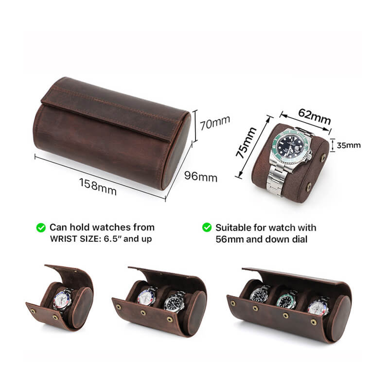 Crazy Horse Leather Watch Travel Case 2  Slots – Babylon Leather