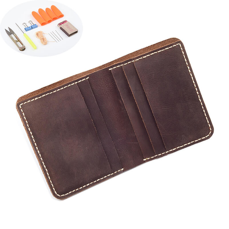 Slim Vertical Wallet Crazy Horse Leather DIY Kit – Babylon Leather