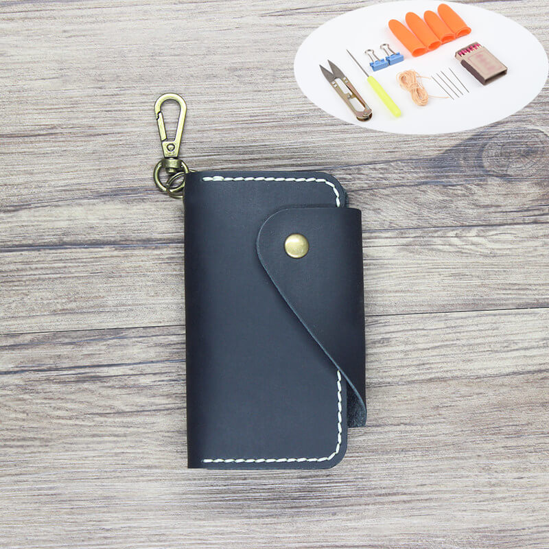 Car Key Pouch with Hook Crazy Horse Leather DIY Kit – Babylon Leather