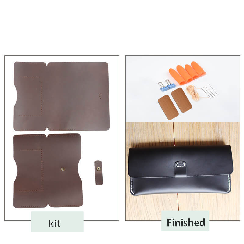 Buckle Long Phone Wallet Crazy Horse Leather DIY Kit – Babylon Leather