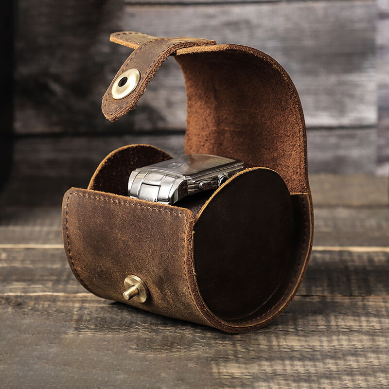 Crazy Horse Leather Single Watch Travel Case – Babylon Leather