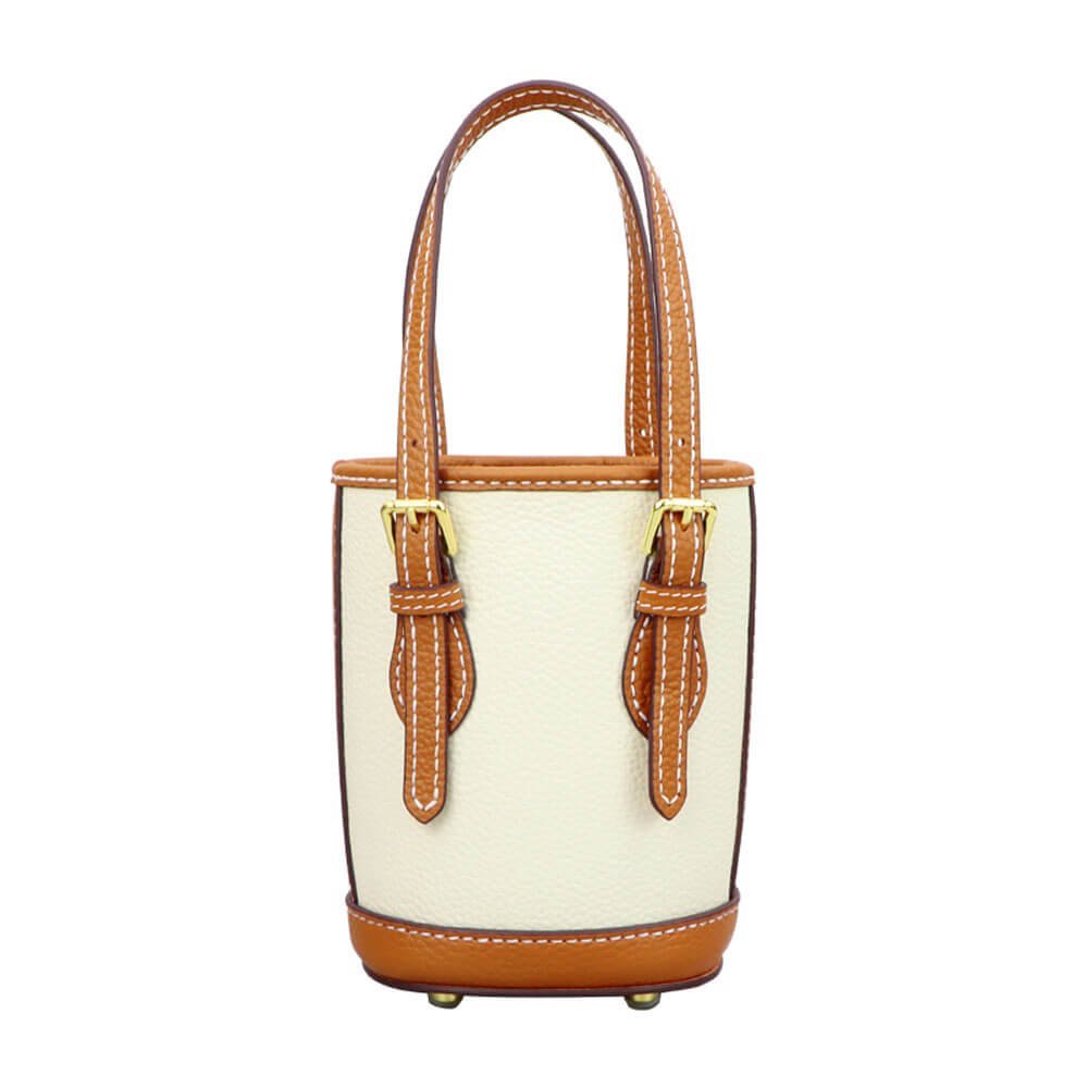 Designer Bucket Bag DIY Kit – Babylon Leather - Babylon LeatherBabylon LeatherSY83 - Caramel & White - White