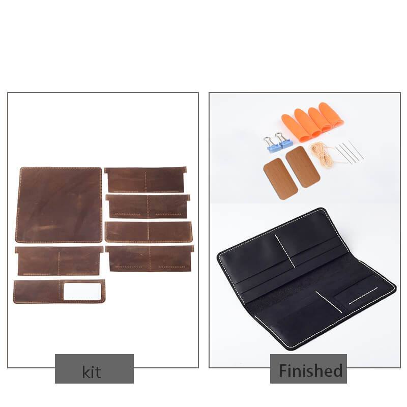 Long Phone Wallet Crazy Horse Leather DIY Kit – Babylon Leather