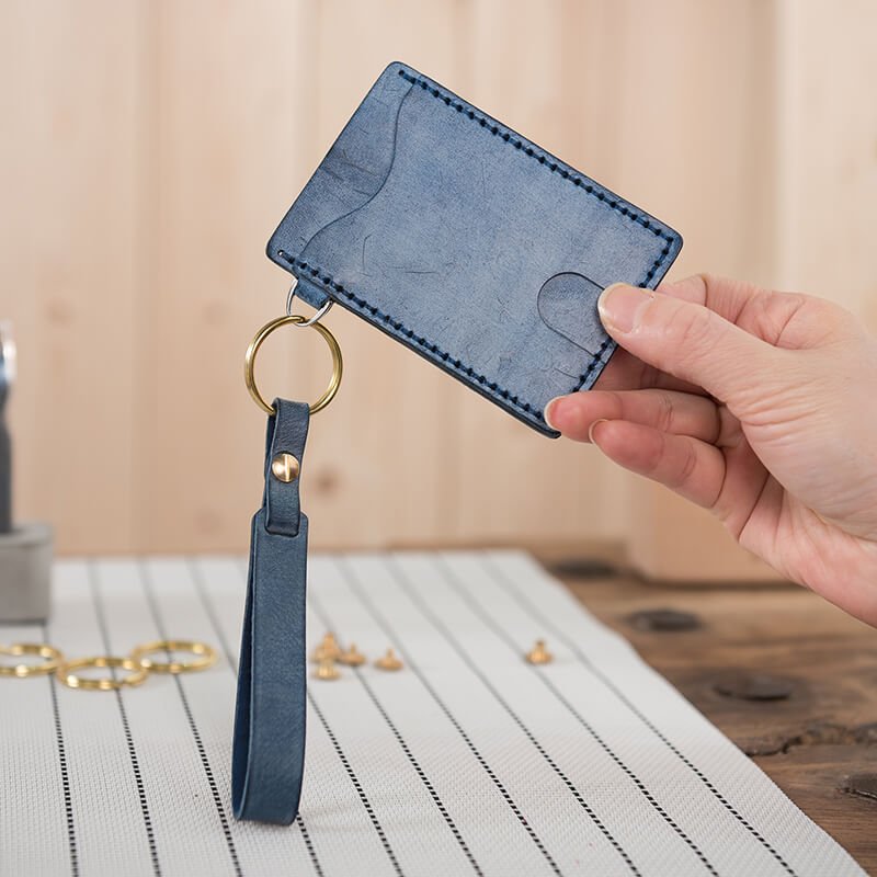 DIY Card Case Leather Kit For Him – Babylon Leather - Babylon LeatherBabylon LeatherLZ19 - Blue - Card Case & Keychain