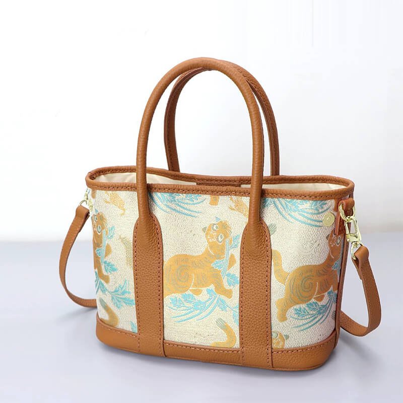 DIY Customizable Panel Garden Party Tote Bag Kit – Babylon Leather - Babylon LeatherBabylon LeatherSYR02-Peacock Blue-Medium & Hardware Components-Color-Matched & With Fabric