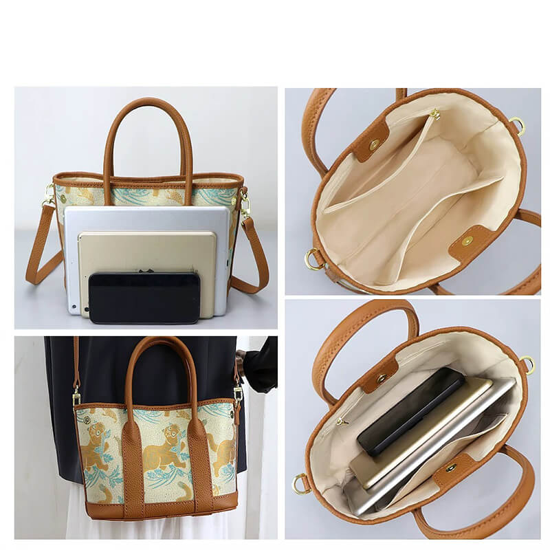 DIY Customizable Panel Garden Party Tote Bag Kit – Babylon Leather - Babylon LeatherBabylon LeatherSYR02-Peacock Blue-Medium & Hardware Components-Color-Matched & With Fabric